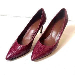 Cole Haan Womens 7.5B Mauve Leather Shoe Pump Snake Skin Print High Heel Slip On